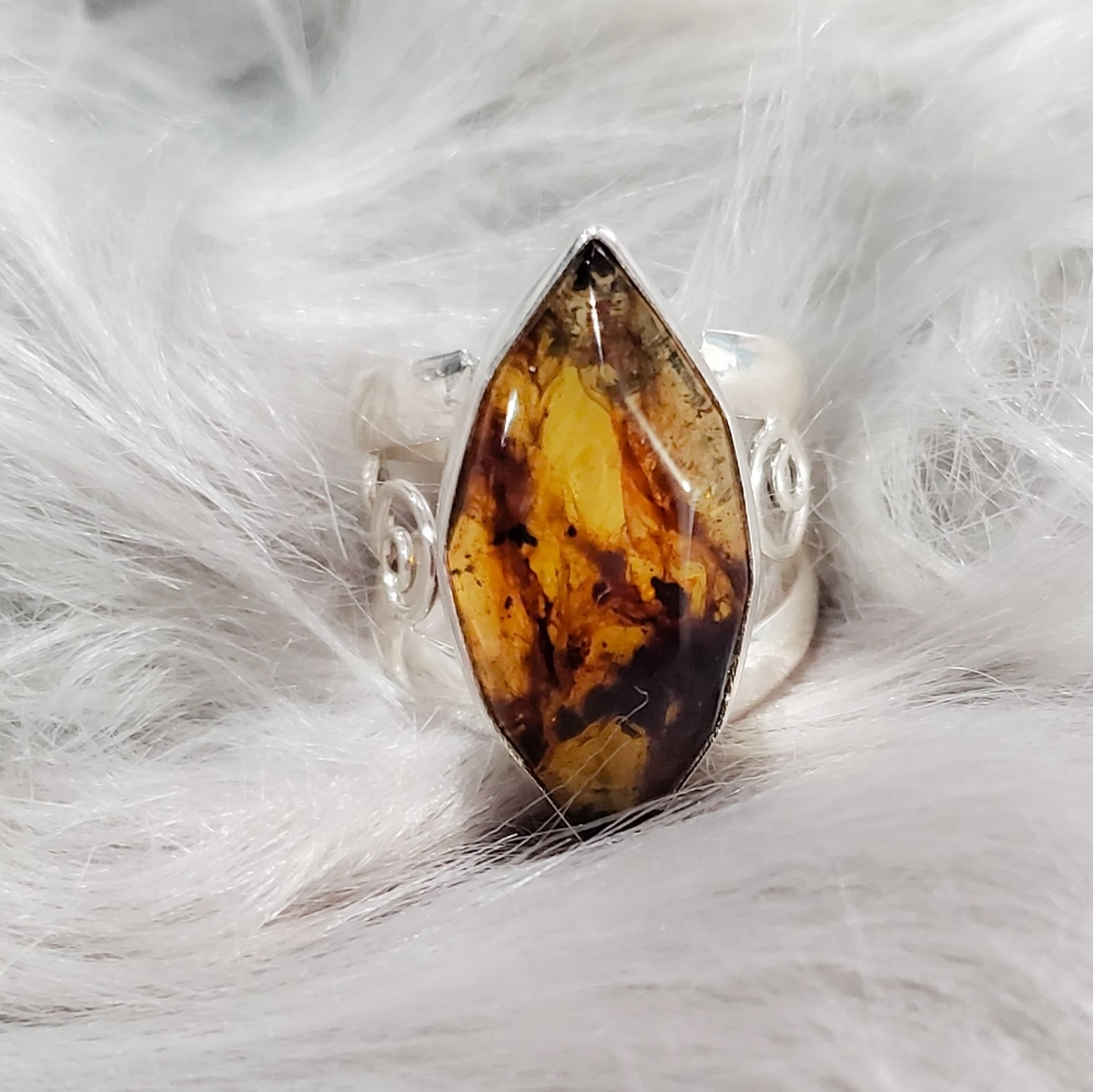 Baltic Amber ring and silver